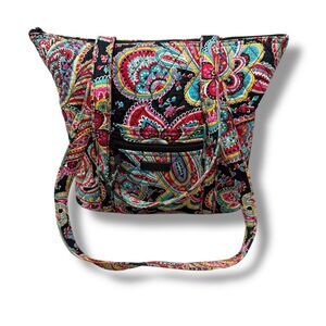 Vera Bradley Quilted Shoulder Bag Large Paisley Cotton Boho Travel Tote